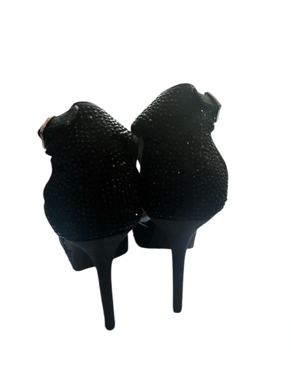 Steve Madden Black Rhinestone Crystal Platform High Heel Sandals Glam Y2K Party